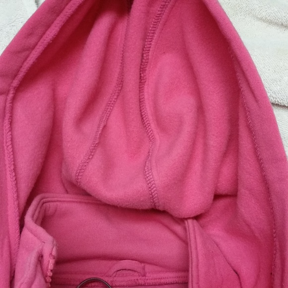 Girls - Pink Hooded Fleece-like Jacket - Large - Picture 6 of 9